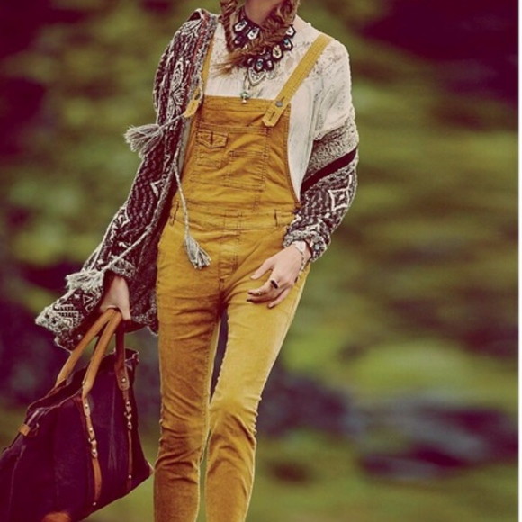 free people slim ankle cord overalls